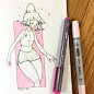 单色少女系列，马克笔与针管笔的完美结合！