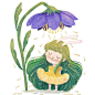 手绘花丛中的女孩~
ins：jjlynndesign ​（转）via @插画师精选 ​​​​