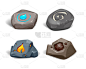 矢量现实的石头，四个元素的符号