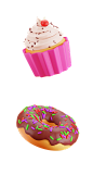 三维Blender模型食物立体甜甜圈点心甜点图标icon素材源文件：