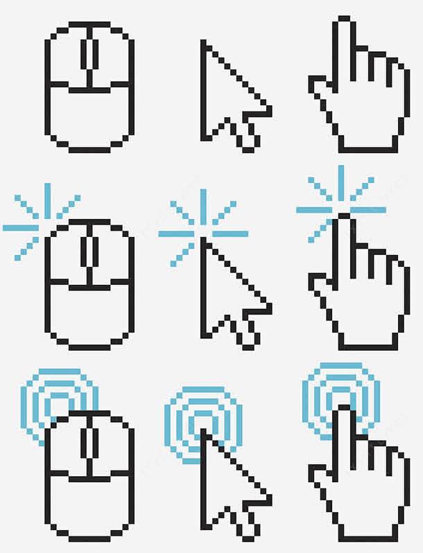 鼠标箭头小手点击图标高清素材小手点击箭头鼠标ui图标设计图片免费