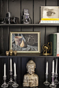 Gentleman's Bachelor Pad by Design Manifest: Black wall shelf stylilng: 