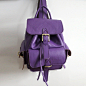 vintage-lisa定制 时尚欧美手工头层荔枝纹紫色复古双肩包女包 原创 设计 新款 2013