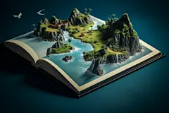 设计书本创意岛屿模型