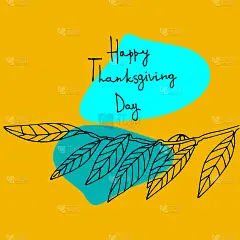 感恩节贺卡模板。用柳树枝装饰的手工刻字