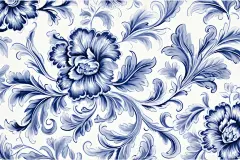 传统青花瓷纹样插画绘画