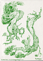 Three Trees, Riccardo Pagni : It started as a tree rendering test, but I liked it, so I ended up doing some paintings based on my sketches.