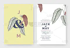 Minimalist botanical wedding invitation card templ