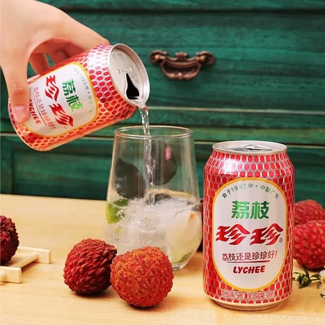珍珍荔枝味汽水330ml 6瓶 24瓶整箱8090怀旧碳酸饮料-tmall.com天猫-花瓣网