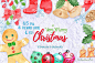 【PNG+PSD】(水彩画圣诞装饰设计元素PNG素材合集)Very Merry Christmas Watercolor Kit(390M)