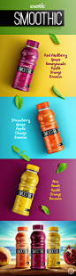 Smoothic - Bottle & Label Design : A complete packaging project of mine for Exotic's smoothie brand "SMOOTHIC".From bottle design to it's label, It's one tasty work that I really enjoyed while doing it."Exotic" is a Turkish juice b