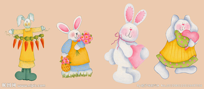 手绘兔子 卡通兔子 卡通素材 卡通系列 ...