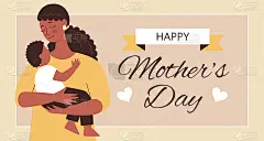 母亲节，生日或国际妇女节贺卡。有孩子的女人，家庭，人们。平面向量插图