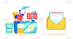 广告海报垃圾邮件保护卡通平面。