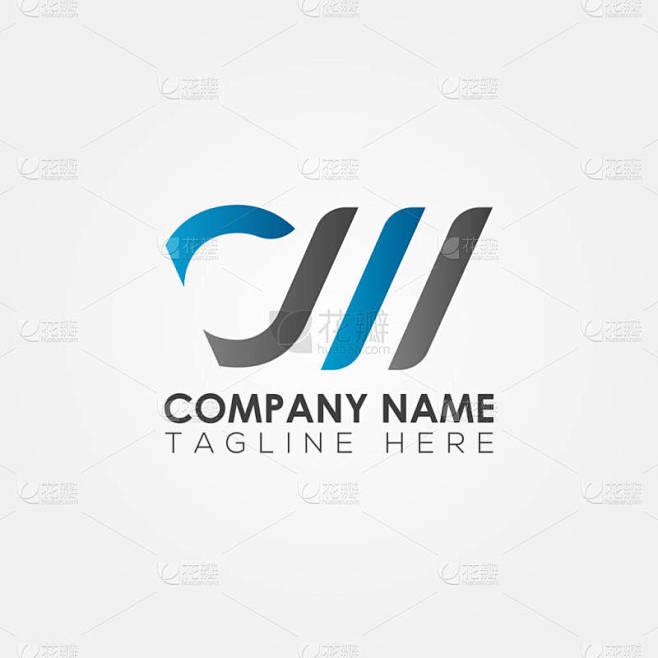 具有创意的现代商业字体矢量模板的初始Cw字母标识。 创用摘要信Cw Logo向量.