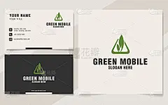 绿色移动徽章模板上的字母组合风格