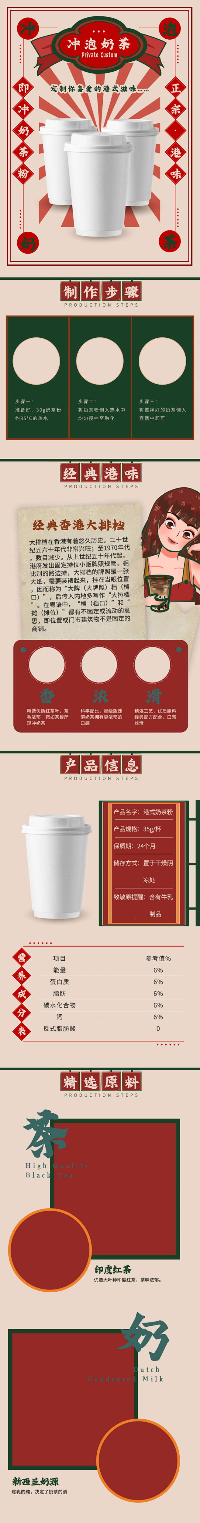 怀旧复古淘宝港式奶茶详情页-众图网