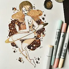 法国插画师 Sibylline_M 一组手绘时尚女孩 ​​​​