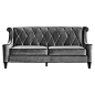 Tufted sofa with velveteen upholstery: