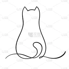 猫轮廓线手绘设计