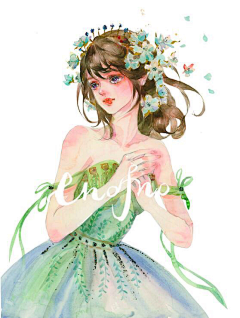 浮生落羽采集到手绘-花间美人