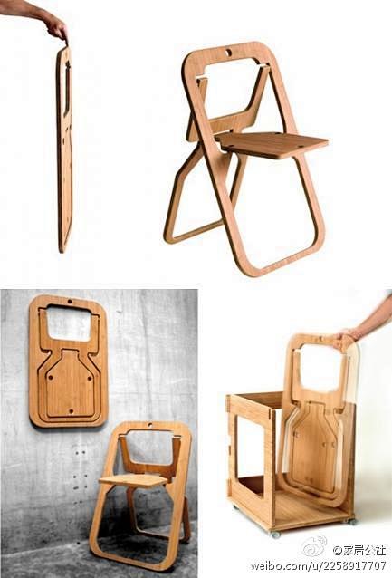 #家具#椅子闭合时可以挂在墙上作为一种图...