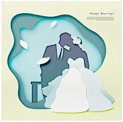创意剪纸风插画浪漫爱情婚礼钻戒婚纱海报PSD平面摄影VI设计素材-淘宝网