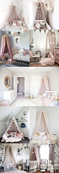 Kids and Baby Room Decor Ideas - Magical Pink Canopy Tent - Light Pink Blush White Gold