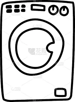 洗衣机矢量图标涂鸦。画素描插图手绘线