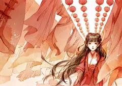 唯美古风《半面妆》插画，有些容颜望一眼就终身思念 : 有一美人兮，见之不忘 一日不见兮，思之如狂 更多精彩内容，关注51美术高考网微信公众号 小说《半面妆》封面 有些容颜，望一眼就终身思念 《狐狸娶亲》小说插画封面 花妖铺出十丈花毯 鸟妖唱着最动人的乐曲 美人穿着