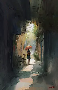 国人画师绘制的颇有意境的场景插画！居然能看出几分印象派的感觉
