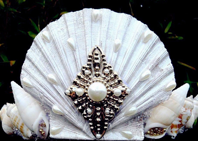 贝壳宝石装饰美人鱼王冠、头饰
