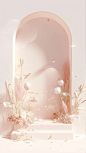 AI粉色背景，梦幻，直播背景，背景图，背景，粉色，蓝色，紫色，仙境，展台，
