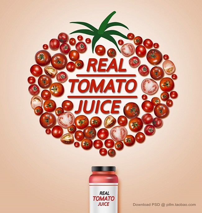 鲜榨果汁广告海报 番茄西红柿