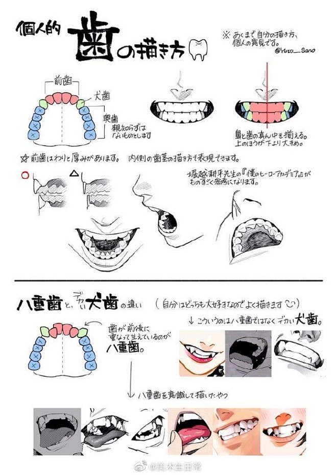 不同角度嘴巴和牙齿画法！ ​​​ ​​​...