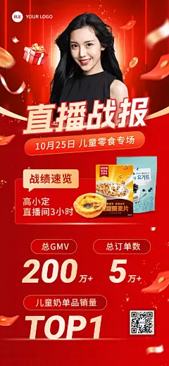 微商产品直播销售喜报销量战报全屏竖版海报
