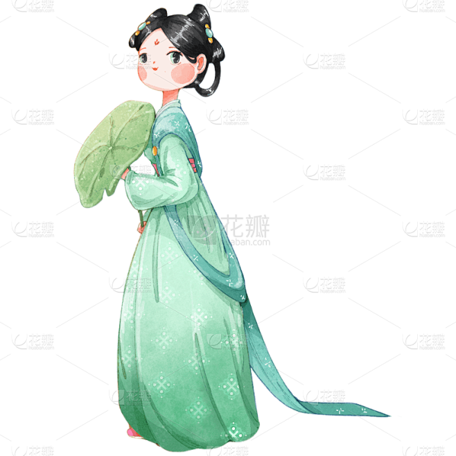 手绘-中国风汉服人物插画贴纸8