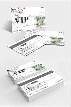 荷花简约时尚会员卡名片-众图网