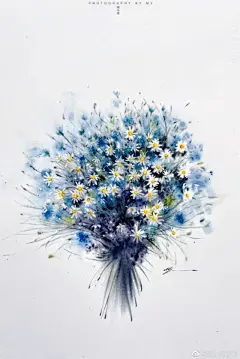 水彩---小雏菊 - 高清图片，堆糖，美图壁纸兴趣社区