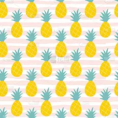 菠萝的模式。热带手绘背景。