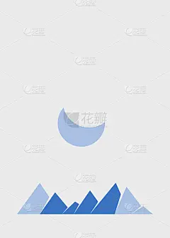 几何山脉剪影生成艺术海报插图
