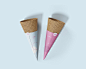 甜筒冰淇淋包装纸食品冷饮展示效果图VI智能贴图PS样机素材 Ice Cream Cone Mockup - 南岸设计网 nananps.com