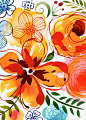 Margaret Berg Art: Artisanal Floral Orange