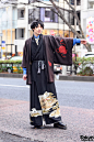 #原宿街拍# Japanese Kimono, Necktie & Dr. Martens Street Style in Harajuku, Tokyo O网页链接 ​​​​