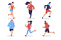 点击图片下载源文件（访问密码：请看画板描述）跑步 运动 慢跑 健身 锻炼 健康生活 人物 插画 插图 扁平化