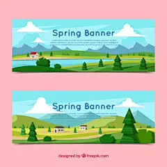 Free vector flat spring banners