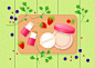 粉饼唇膏 水果精华 新鲜植物 洗化插图插画设计AI tid111t002115