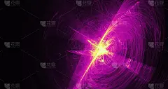 紫色和黄色抽象线曲线粒子背景