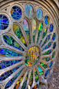 Sagrada Familia rose window, Barcelona, Spain.