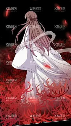 白衣红花  - 源文件下载【酷图网】彼岸花,古风,背影,女生,头像